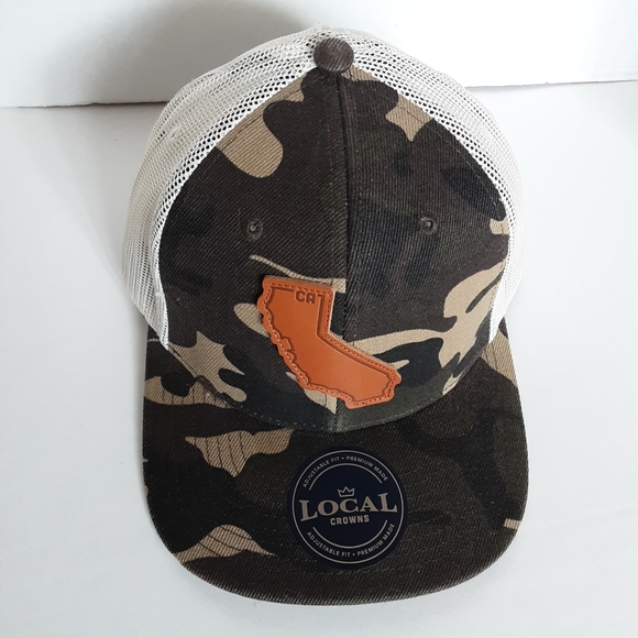 Local Crowns California Woodland Leather State Patch Trucker Snapback Adjustable - Picture 6 of 7